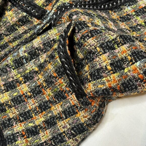 Soft Surroundings Tweed Jacket Open Blazer Large Multicolor Braided Chain Black - Picture 8 of 12